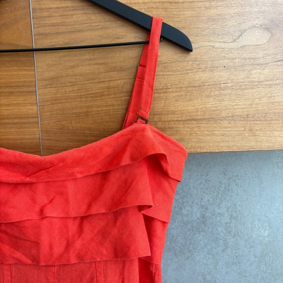 NWT By Anthropologie Linen Short Romper Bright Red, Size S - Picture 8 of 15